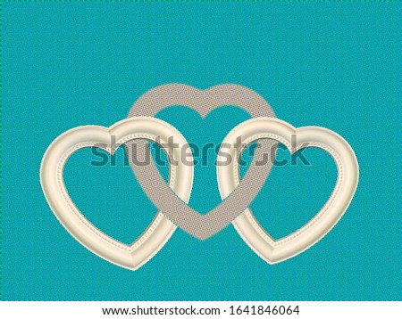 Two hearts are interconnected, on an isolated background. White hearts together forever. Concept: Valentine's Day, the relationship of two loving hearts.