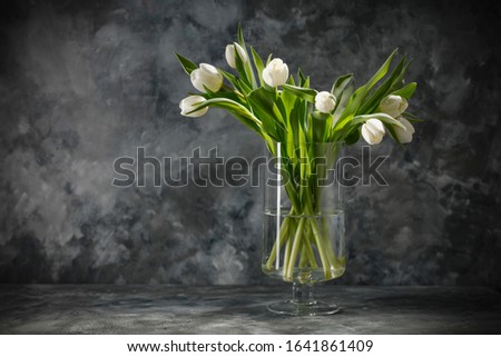 Flower of tulips decoration and dark mood background of free space for your decoration. 