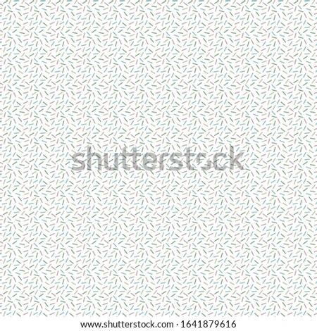 Vector Sprinkles Candy in Green Blue Yellow Pink on White Seamless Repeat Pattern. 