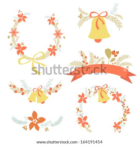 Set of Christmas and New Year graphic elements vector, eps8