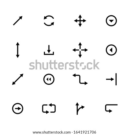 Black arrows icon set, pointers for navigation. Vector symbol for web design.
