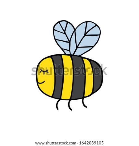 Vector hand drawn doodle sketch colored bumblebee bee isolated on white background