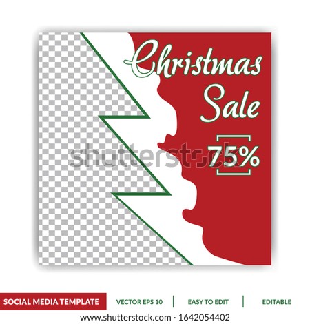 Christmas Social Media post template design. for e-commerce sale promo discount. Can use for advertisement, web design, gift card, coupon, flyer, poster, and promotion.