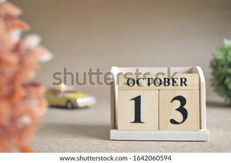 October 13, Date design in natural concept.