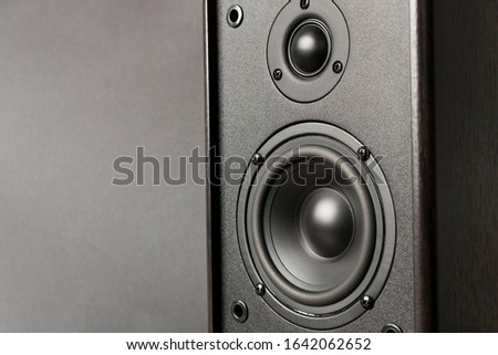 Audio speakers. Musical equipment. Close up. Selective focus.