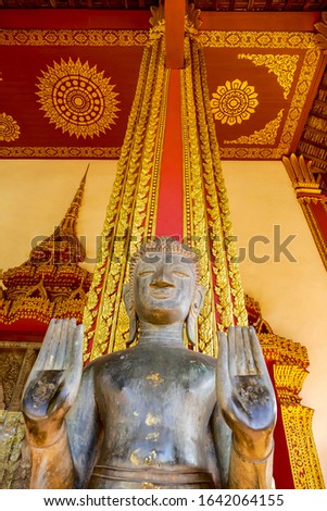statue of buddha in temple, digital photo picture as a background , taken in Sisaket temple laos, asia , taken in Sisaket temple , luang prabang, laos, asia