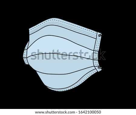 Simple illustration of a medical mask in blue on a white background