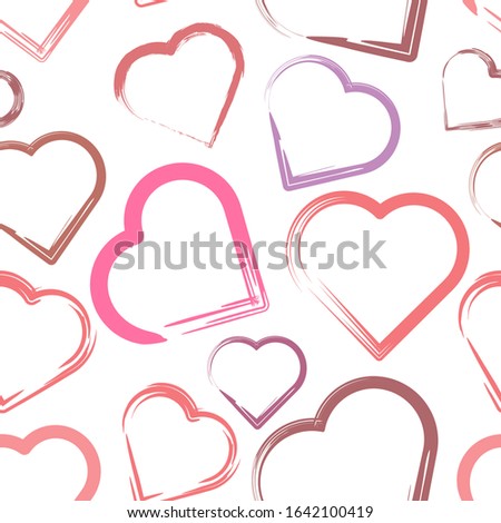 Vector seamless pattern. Hearts in grunge style. Valentine's Day