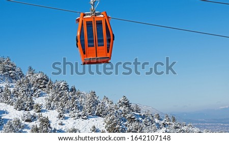 A cable car in winter