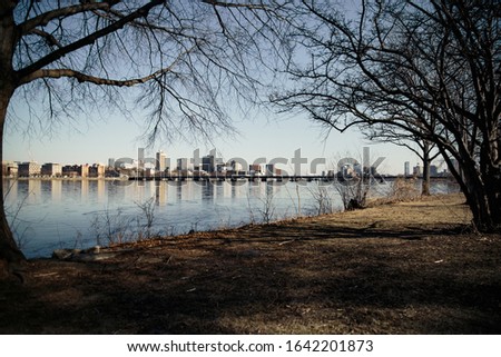 Charles River and The Esplanade in Cambridge and Boston Massachusetts 