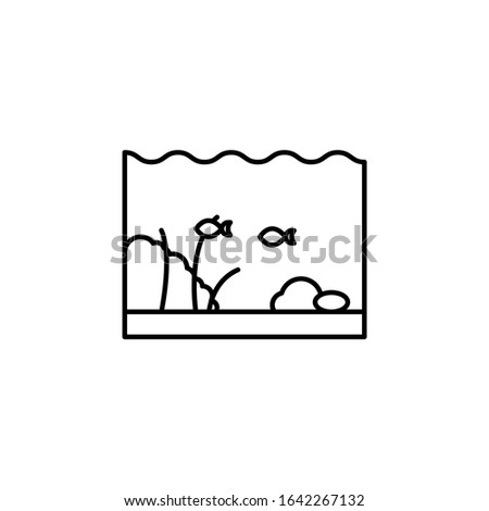 fish in river, sea, underwater line icon on white background