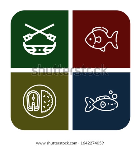 lake icon set. Collection of Canoe, Fish icons