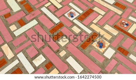 Abstract,background and pattern of old ceramic tile on the floor