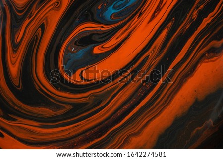Lush lava color marble texture background. Beautiful abstract background. Contemporary art. Marbleized effect. Acrylic painting- can be used as a trendy background for posters, cards, invitations. Royalty-Free Stock Photo #1642274581