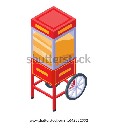 Popcorn cart icon. Isometric of popcorn cart vector icon for web design isolated on white background