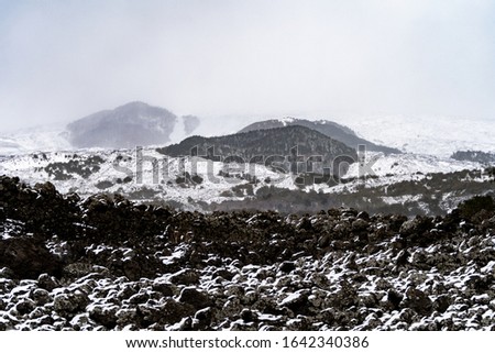 Snow Storm Over Mount Etna Sicily