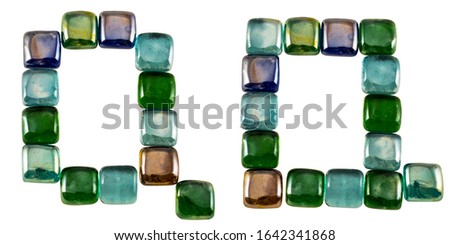 Isolated Font English or Latin Letter Q made of glass decorative squares on white background