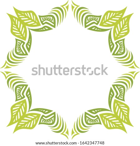 Beautiful nature frame of leaves. Vector illustration