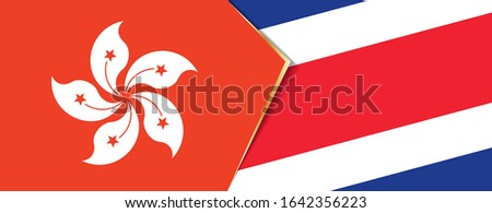 Hong Kong and Costa Rica flags, two vector flags symbol of relationship or confrontation.