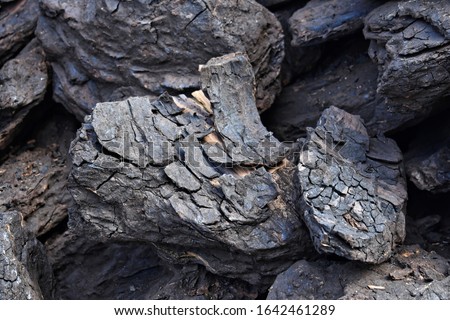 A pile of dry lignite coal ready for heating   Royalty-Free Stock Photo #1642461289