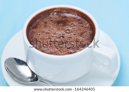 cup of hot chocolate, top view, close-up