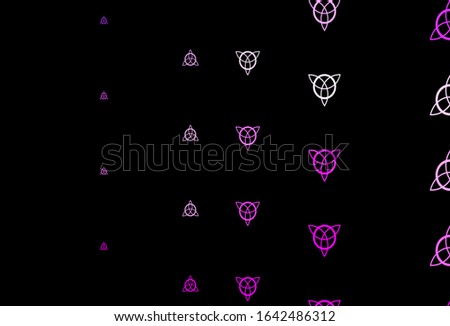 Dark Purple, Pink vector template with esoteric signs. Abstract illustration with gothic gradient shapes. Simple base for your occult design.