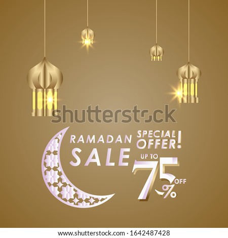 Ramadan Sale up to 75% off Special Offer Vector Template Design Illustration