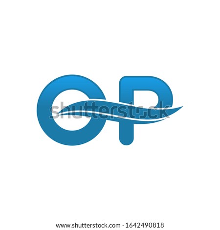 Letter O and P Combined with Wave or Water, Creative Letter OP Logo Design Vector