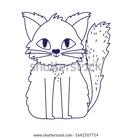 cute cat cartoon feline character pets vector illustration lineal design