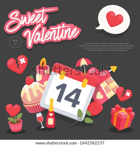Sweet Valentine Day, Vector Illustration, Love Heart, 14Feb