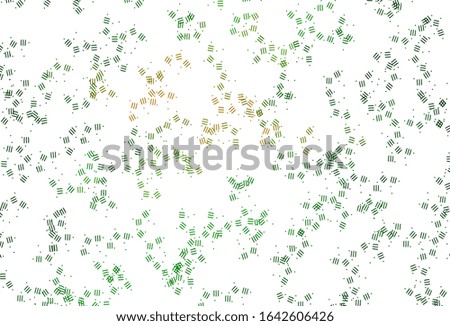 Light Green, Yellow vector pattern with sharp lines, dots. Glitter abstract illustration with colorful sticks. Template for your beautiful backgrounds.