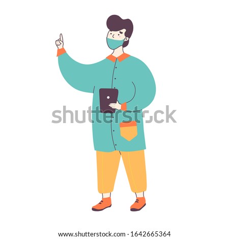 Laboratory worker in mask flat vector illustration