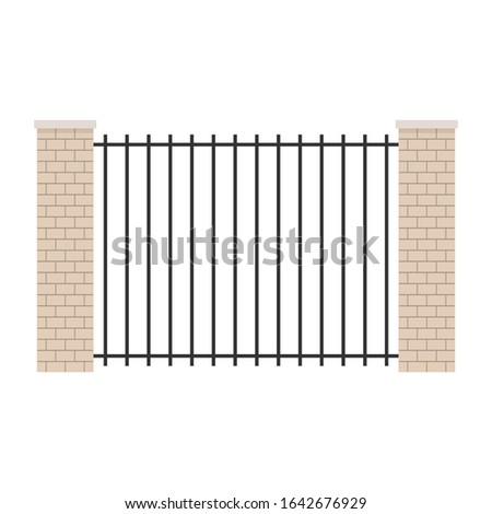 Brick pillar vector. wallpaper. Brick pillar on white background. Railing vector.