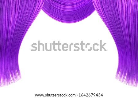 Purple hair over white as background (isolated). Copy space