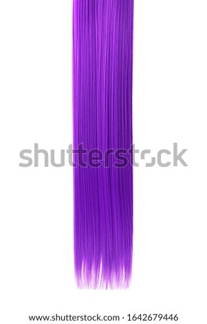 Purple hair isolated on white background. Long ponytail
