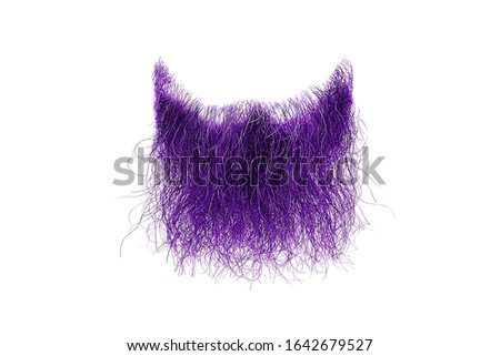 Disheveled purple beard isolated on white. Mens fashion