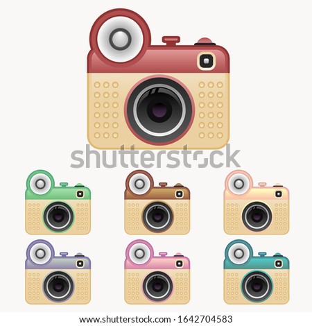 Vector illustration of retro camera with different colors.