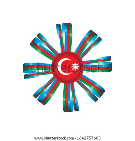 azerbaijan flag, rosette and pennant, isolated on white