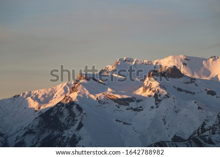 mountain landscape around Thyon in the evening