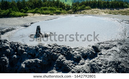 Beautiful landscape with Berca Muddy Volcanoes in Buzau, Romania; active muddy volcanoes 

