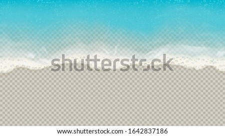 Top view of sea waves isolated on transparent background. Vector illustration with aerial view on realistic ocean or sea waves with foam. Royalty-Free Stock Photo #1642837186
