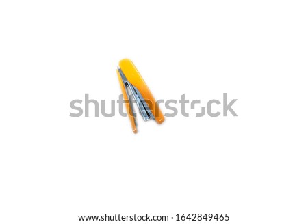 top view stapler isolated white blackground