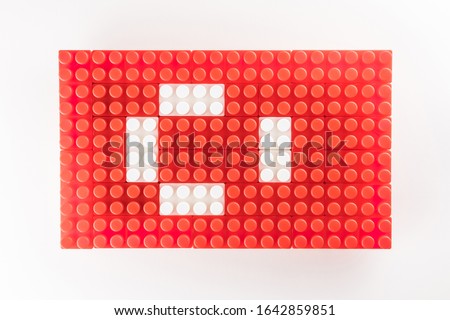 Stylized national flag of Turkey on the white background for easy extraction maked by means of children building sets