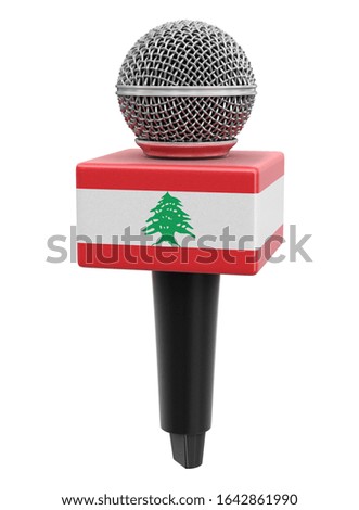 3d illustration. Microphone and Lebanese flag. Image with clipping path