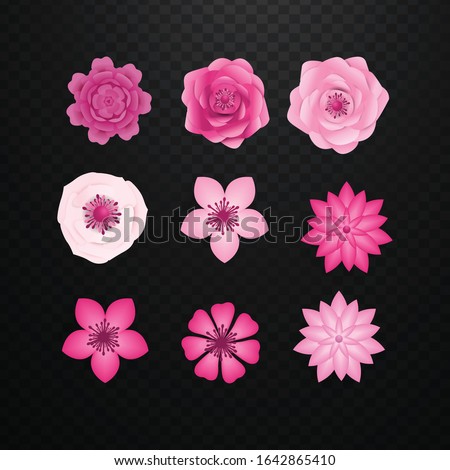 Spring Festive flowers design, decorations, paper cut style banner with flower, butterfly. Background of spring plants for 8 March, International Women's Day, Happy Mother's Day, Happy Easter day