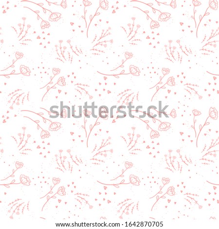 Cute hand drawn floral seamless pattern, lovely doodle flowers spring background, great for textiles, banners, wallpapers, wrapping - vector design