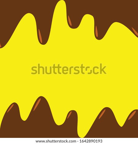 dripping melted chocolates Design template for food packaging, Vector illustration yummy chocolate cream.