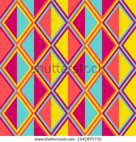 Seamless geometric diamond shape vector pattern in pink colors. Gift wrapping paper, interior, cloth, fabric or web design.