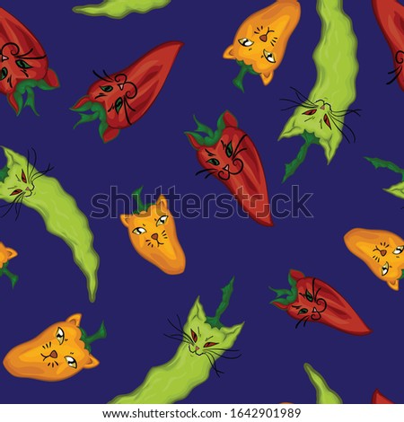 Spicy Hot Peppurrs (Cat Peppers) - wordplay background repeating pattern 