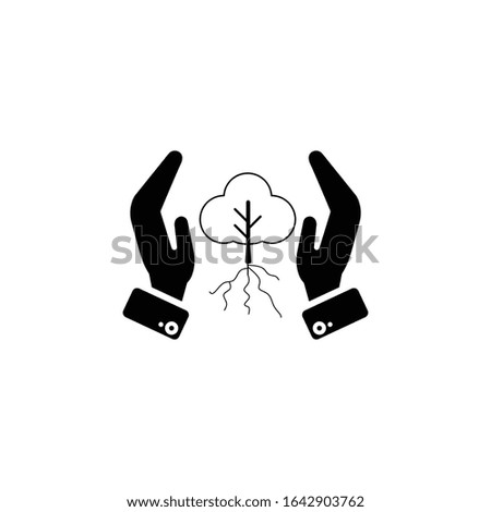 hand and tree icon vector illustration